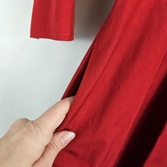 Weekend Max Mara Dress 0 Faiti Cherry Red Cotton A-Line Pockets Belt Zipper FLAW - Picture 6 of 16